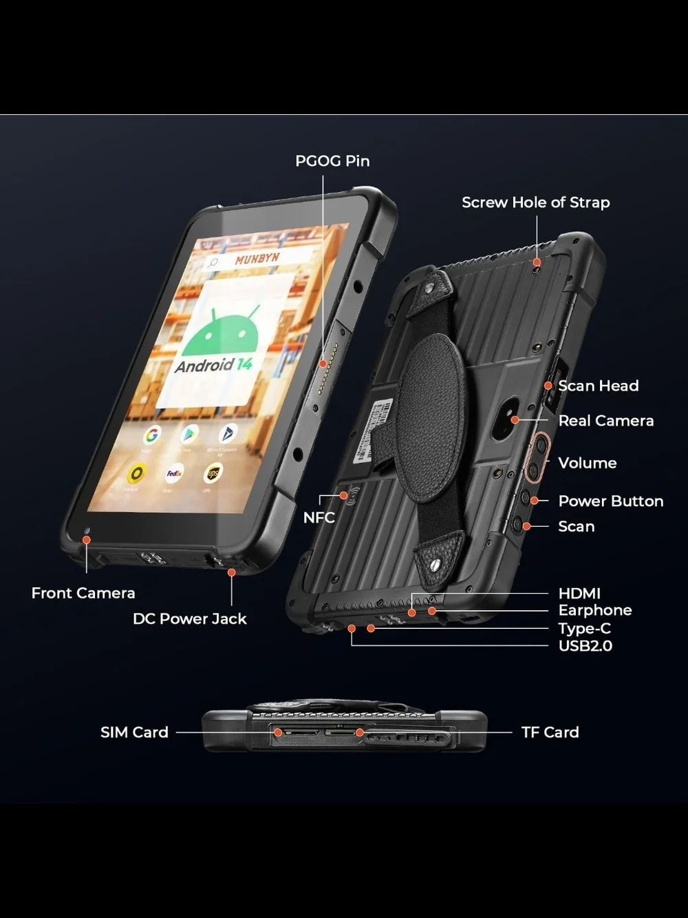 Rugged Tablet Scanner IRT01P Android 14 Industrial Tablet Equip w/ Zebra SE4 NEW